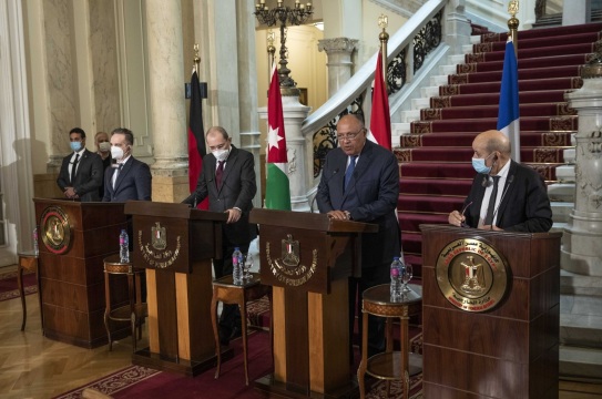 Egypt on Monday hosted the foreign ministers of Germany France and Jordan